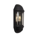 Ansell LED-Wandleuchte Latina Halblaterne Schwarz - Geeignet für E27 bis zu 42W | IP65 - Bewegungs und Dämmerungssensor