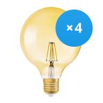 Mehrfachpackung 4x Ledvance Vintage 1906 LED E27 Kugel Gold 4W 410lm - 824 Extra Warmweiß | Ersatz für 40W