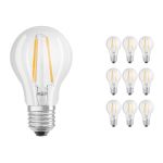 Mehrfachpackung 10x Ledvance CLASSIC LED E27 Birne Fadenlampe Klar 4.2W 470lm - 927 Extra Warmweiß | Höchste Farbwiedergabe - Dimmbar - Ersatz für 40W