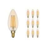 Mehrfachpackung 10x Noxion Lucent LED E14 Kerze Fadenlampe Messing 4.1W 350lm - 822 Extra Warmweiß | Dimmbar - Ersatz für 40W