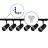 Komplettset 1-Phasen Rail L 1 x 1 Meter Schwarz | incl. 6x Spot + GU10 2700K 3W Dimmbar + Abschlusskappe, Stromanschluss und L -Verbinder