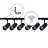 Komplettset 1-Phasen Rail L 1,5 x 1,5 Meter Schwarz | incl. 6x Spot + GU10 2700K 3W Dimmbar + Abschlusskappe, Stromanschluss und L -Verbinder