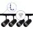 Komplettset 1-Phasen Rail L 1 x 1,5 Meter Schwarz | incl. 4x Spot + GU10 2700K 3W Dimmbar + Abschlusskappe, Stromanschluss und L -Verbinder