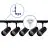 Komplettset 1-Phasen Rail L 1 x 1,5 Meter Schwarz | incl. 5x Spot + GU10 2700K 3W Dimmbar + Abschlusskappe, Stromanschluss und L -Verbinder