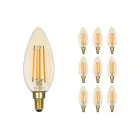Mehrfachpackung 10x Noxion Lucent LED E14 Kerze Fadenlampe Messing 4.1W 350lm - 822 Extra Warmweiß | Dimmbar - Ersatz für 40W