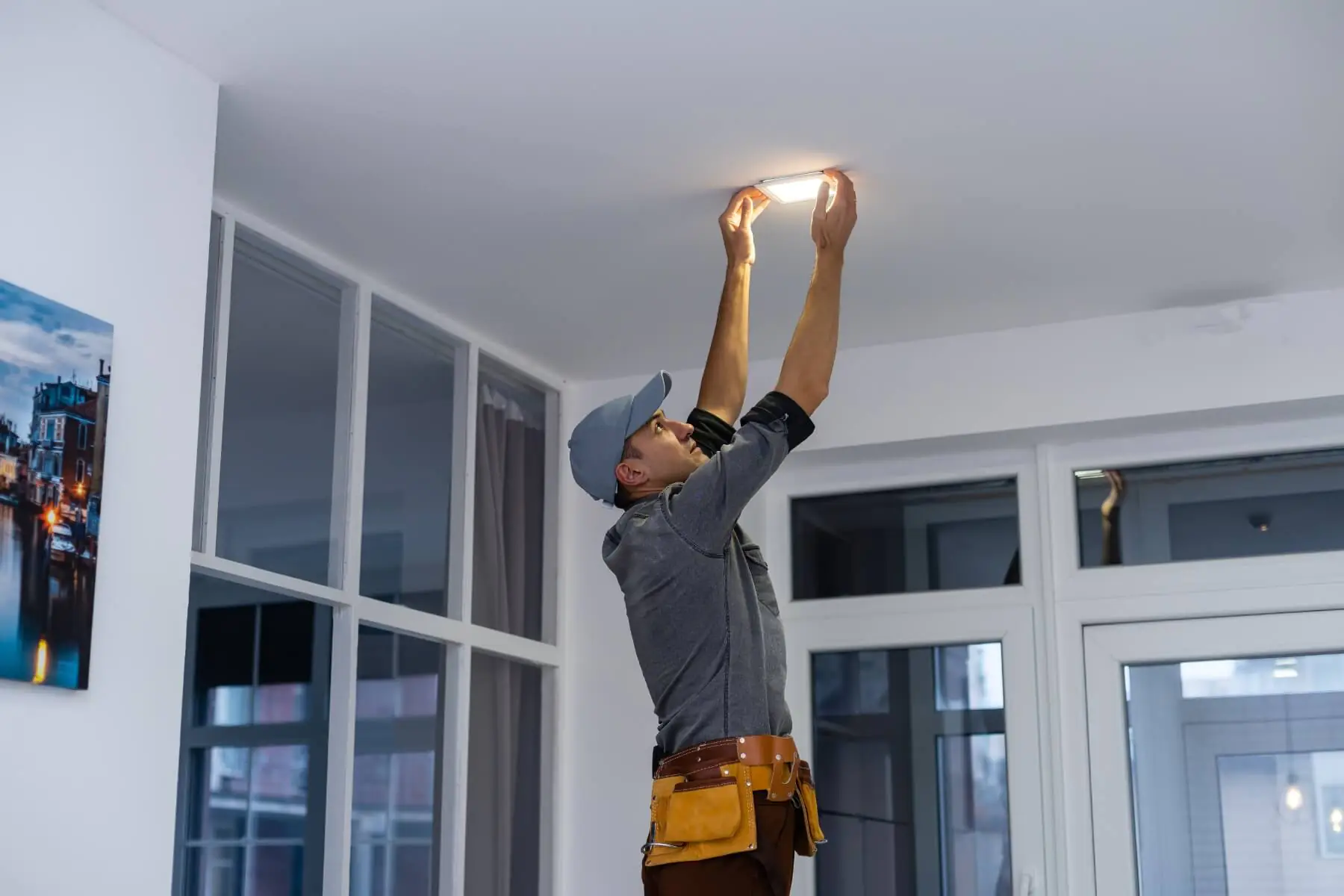 Mann hält eine Lampe